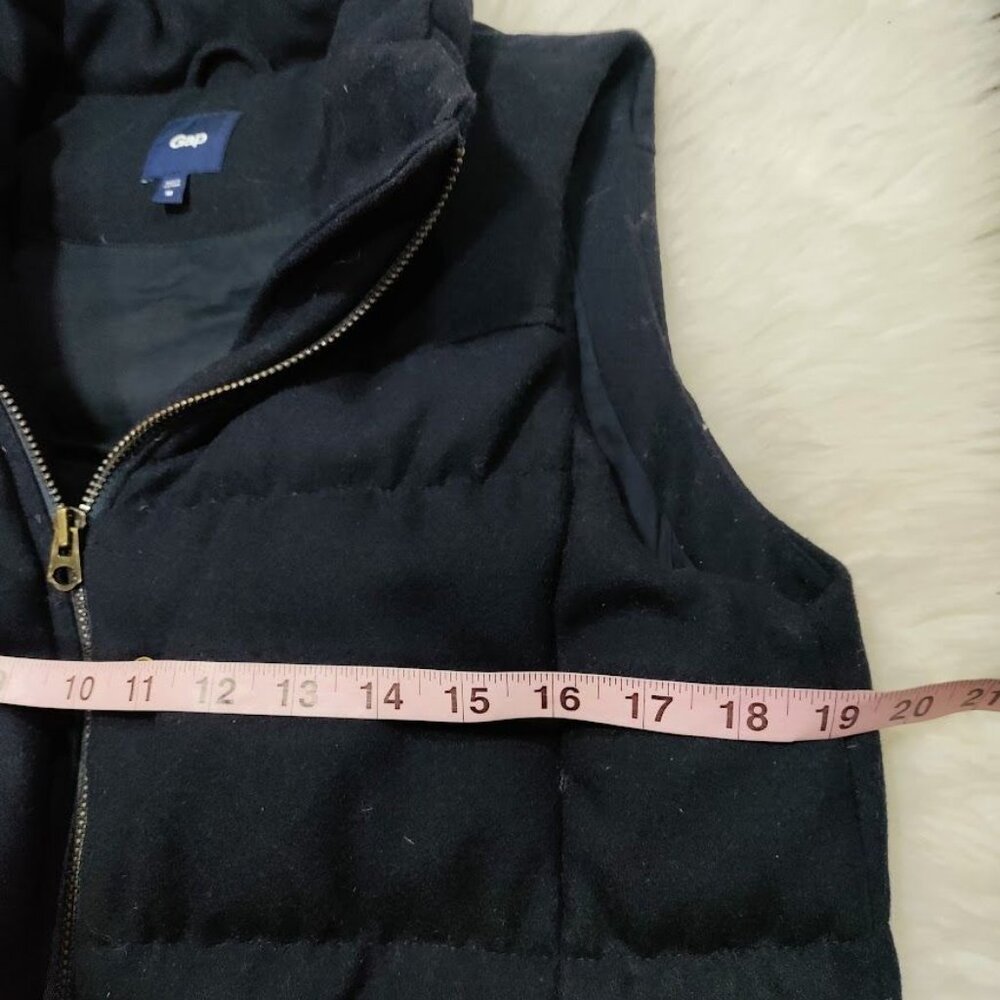 Gap Cotton Blend Womens Medium Zip Front Sleeveless Warm Puffer Vest Navy Blue - Picture 9 of 11